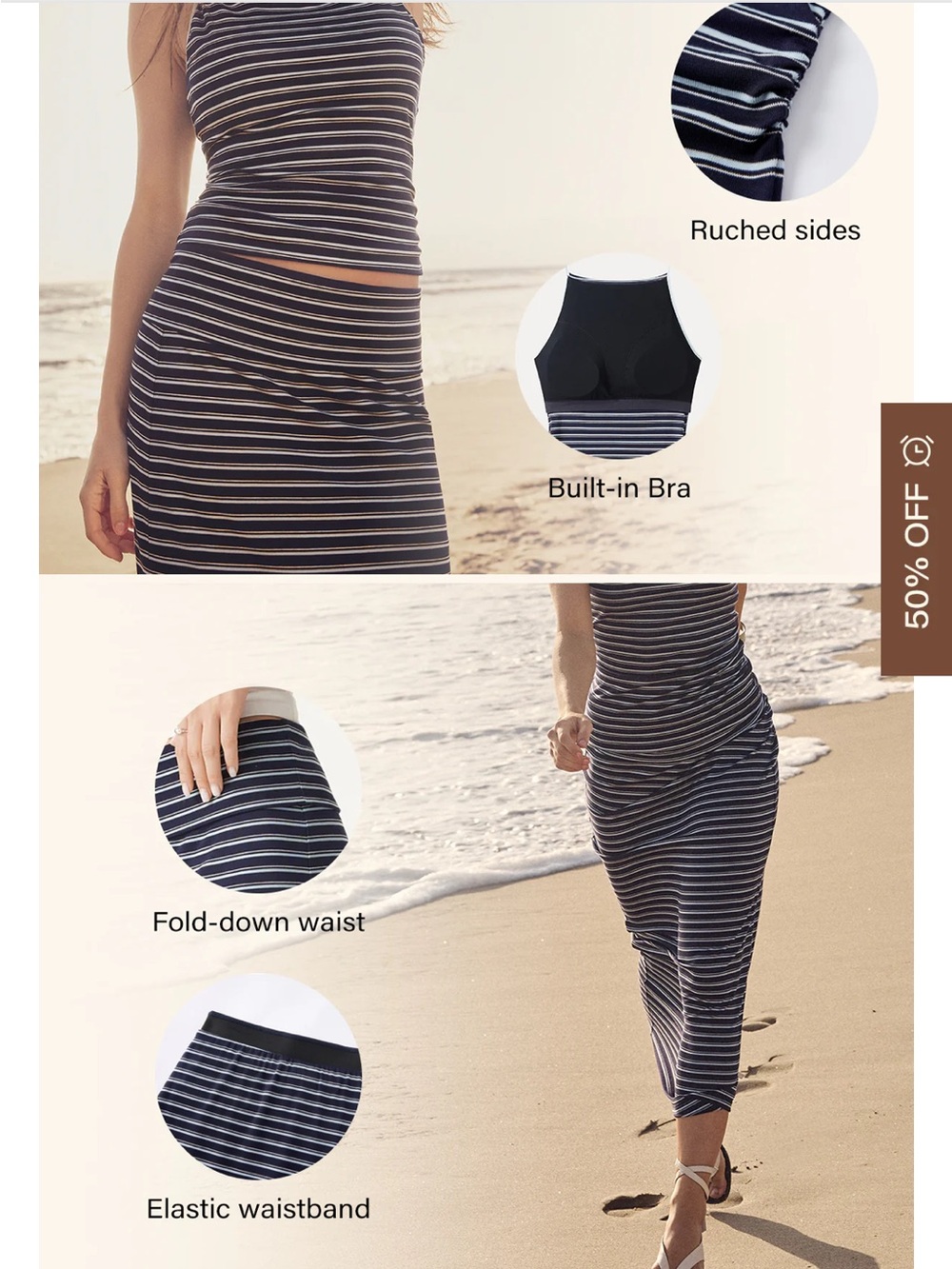 Striped Black and White Maxi Skirt - Picture 7 of 7
